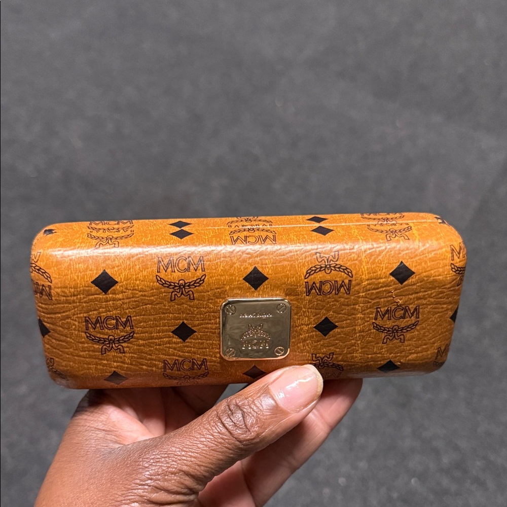 MCM Tan Logo Glasses Case